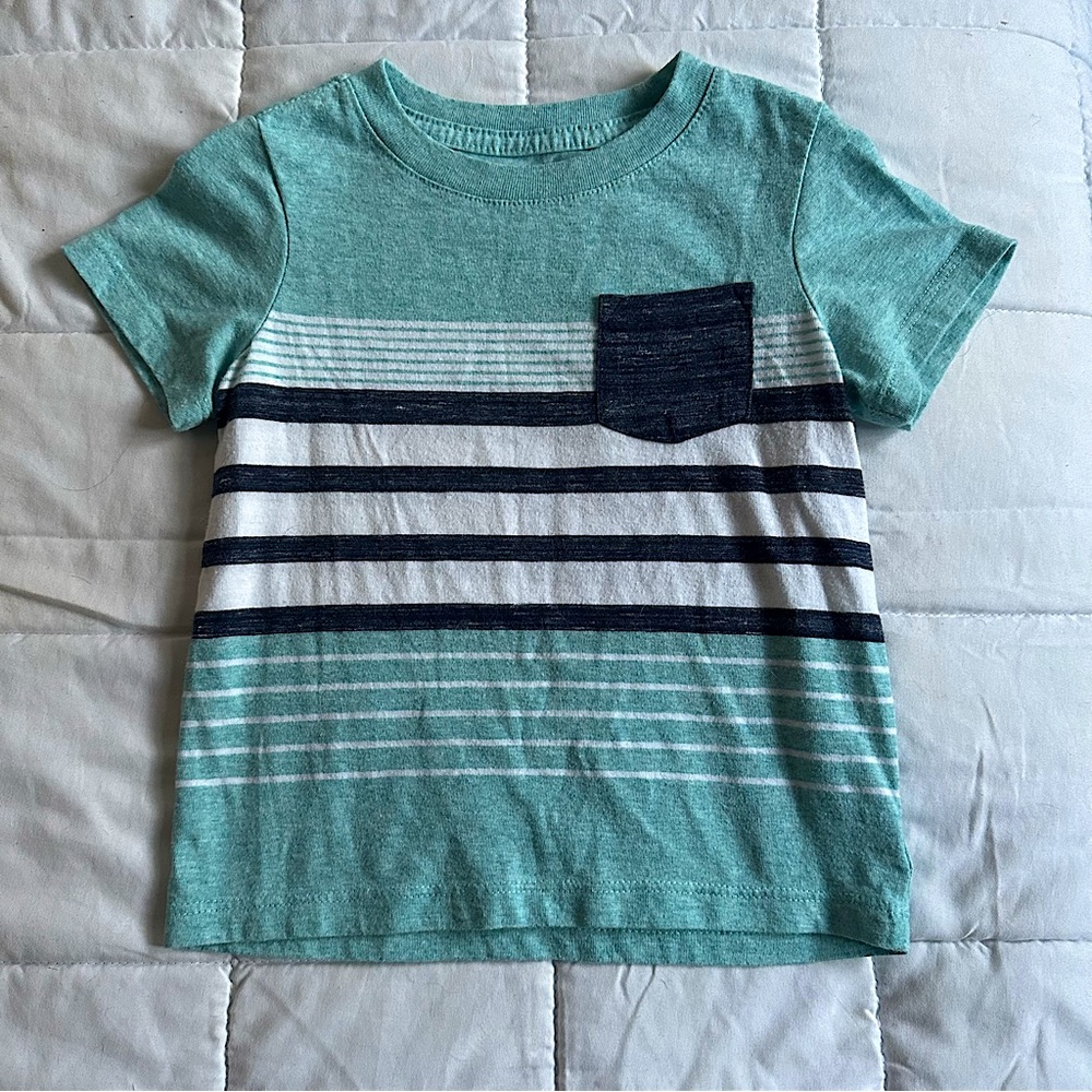 Cat & Jack - Pocket T-shirt - Blue and White - Sz: 18M